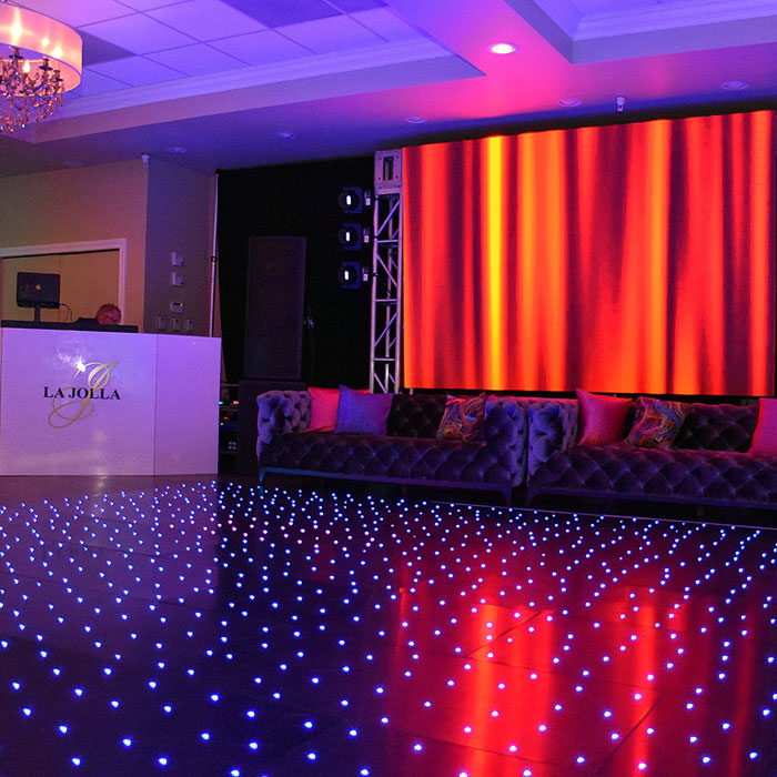 lighted dance floor at the ballroom