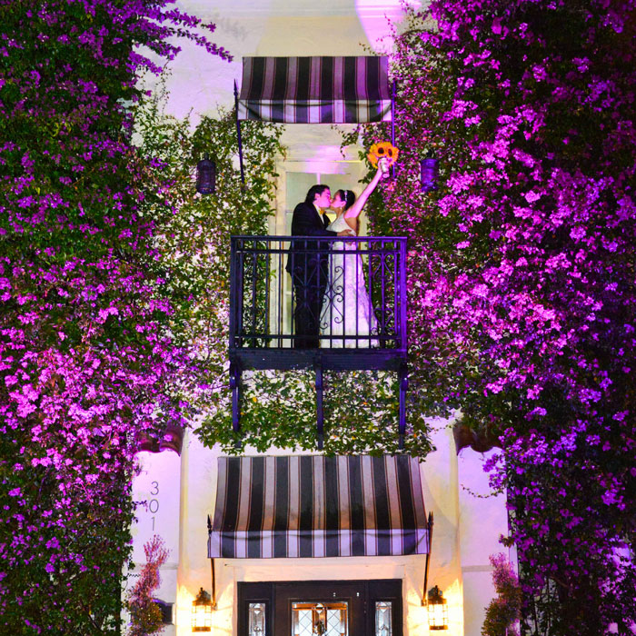 newly weds on balcony